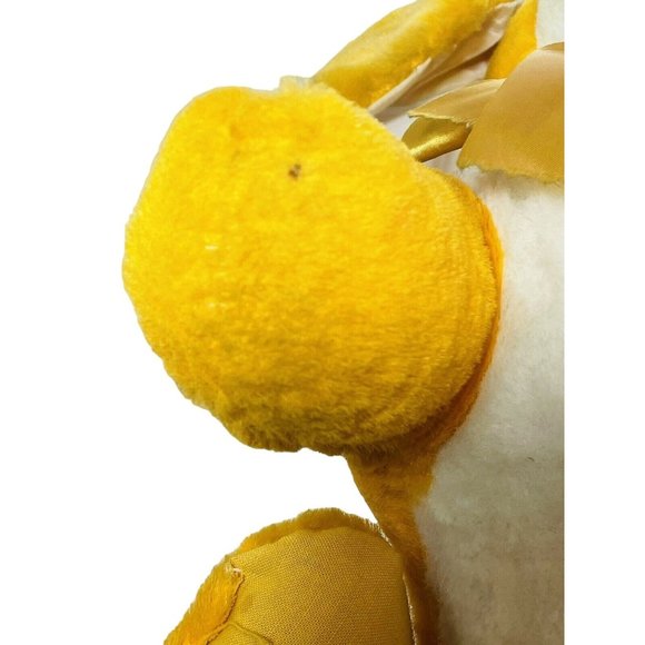 22" Carnival Plush Large Classic Orange White Hard Cuddly Dog & Bow Rare Vintage - Picture 9 of 12